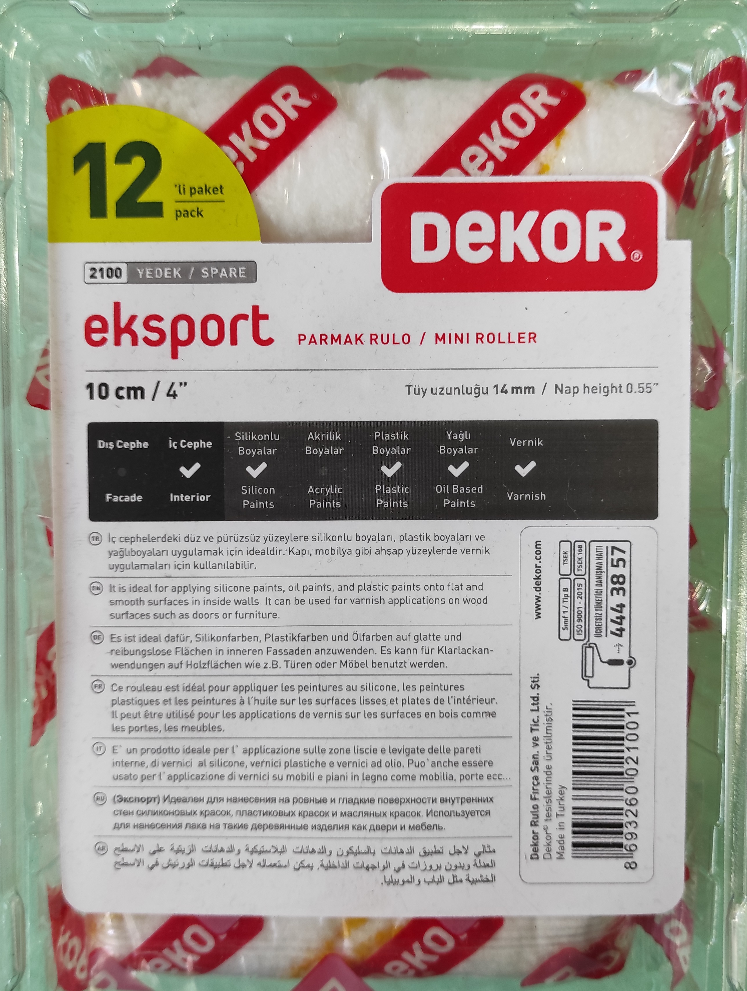 DEKOR%20EKSPORT%20PARMAK%20RULO%20YEDEK%20UCU%2010%20CM%20YEDEĞİ%20(12%20ADET)