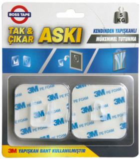 3M YAPIŞTIRICILI TAK ÇIKAR GEÇMELİ ASKI 60 x 60 MM - 2’Lİ SET