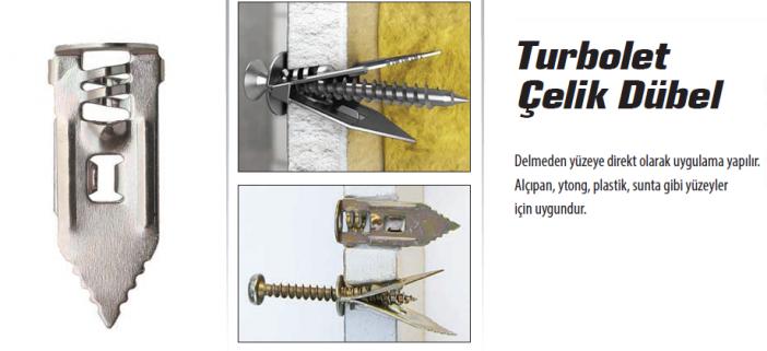 TURBOLET ALÇIPAN ÇELİK DÜBEL 28 MM KISA ( 100 ADET )