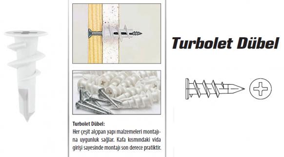 ’’TURBOLET MATKAP UÇLU DÜBEL 13 MM ( 500 ADET )