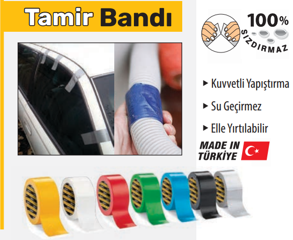 TAMİR BANDI TAKVİYELİ (GRİ-SİYAH-MAVİ-YEŞİL KIRMIZI-BEYAZ-SARI)  48 MM x 10 MT