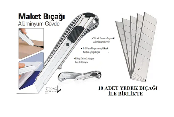 BAY-TEC ALÜMNİYUM METAL FALÇATA MAKET BIÇAĞI + 10 ADET YEDEK AĞZI