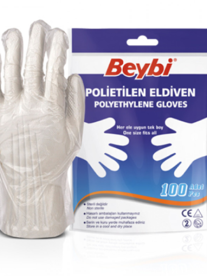 BEYBİ POLİETİLEN ŞEFFAF KULLAN AT ELDİVEN (100 ADET)