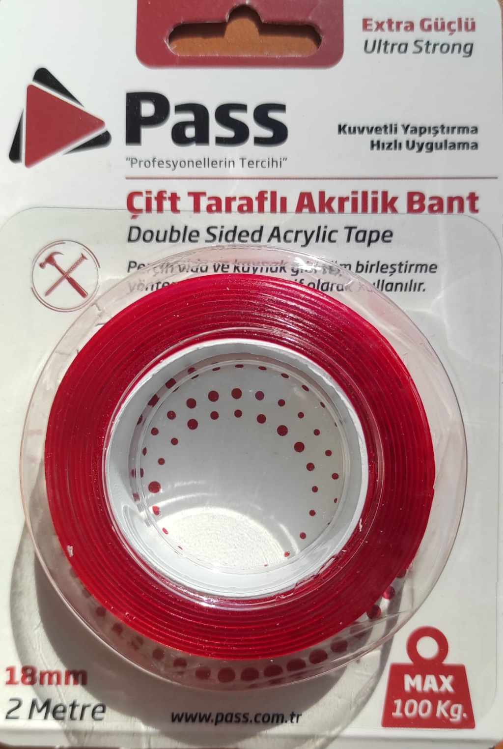 PASS%20VHP%20ÇİFT%20TARAFLI%20AKRİLİK%20BANT%20SİLİKONLU%2018%20MM%20x%202%20METRE